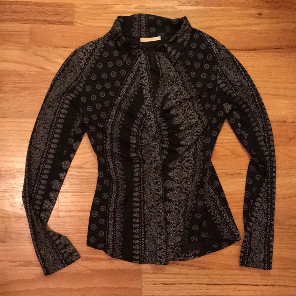 Sheer black button down top